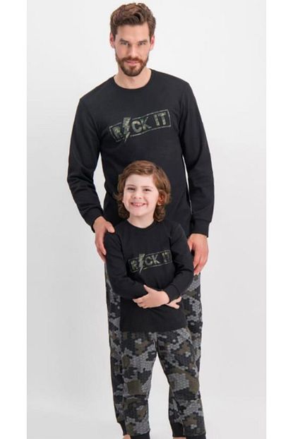 Arnetta Erkek Cocuk Siyah Rock It Kamuflaj Pijama Takimi Trendyol