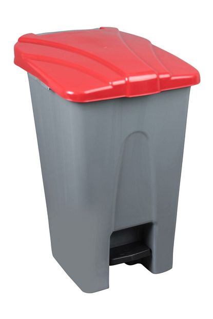 Safell Plastik Koseli Pedalli Cop Kovasi 70 Lt Tekerlekli Pedalli Cop Konteyneri Gri Kirmizi Trendyol