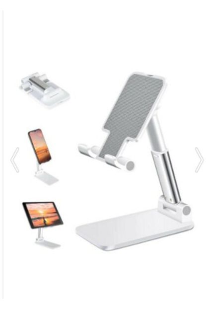 masa ustu telefon tablet standi kademeli yukseklik ayarli telefon tutucu stand beyaz