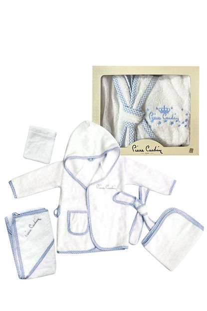 pierre cardin unisex bebek mavi bornoz seti fiyati yorumlari trendyol