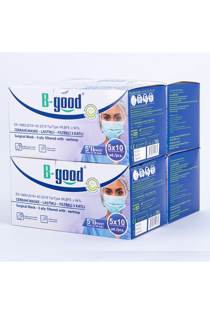 b good cerrahi maske 3 katli 200 adet burun telli 5 erli paket 4 lu set fiyati yorumlari trendyol