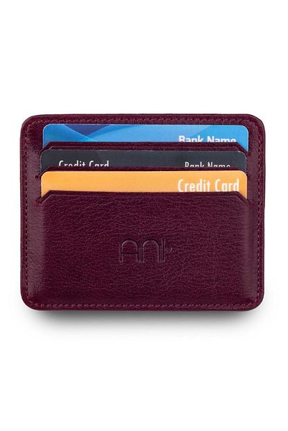 Ani Yuzuk Unisex Bordo Pratik Hakiki Deri Mini Kartlik Cuzdan Trendyol