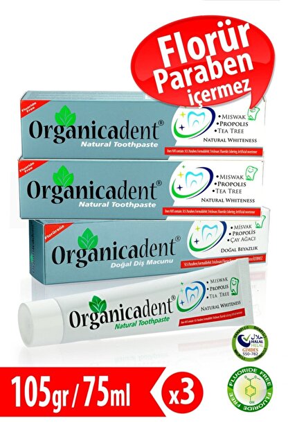 Organicadent Dogal Dis Macunu Florursuz 75 Ml X 3 Aile Paketi Trendyol