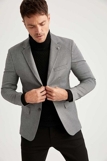 Defacto Erkek Gri Modern Fit Blazer Ceket Trendyol