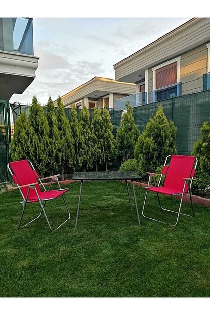 Mesir Plastik 2 Li Katlanir Kamp Masa Sandalye Set 60x80 Kirmizi Trendyol