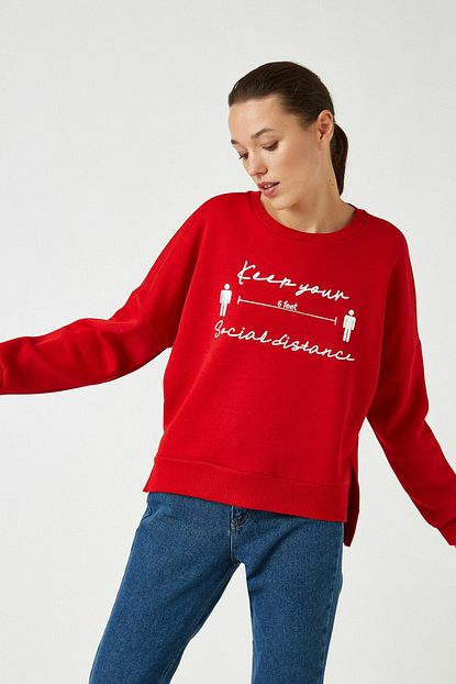 Koton Kirmizi Kadin Sweatshirt 1kak13285ek Trendyol