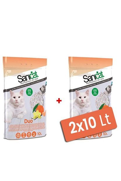 Sanicat Duo Vanilya Mandalinali Topaklanan Kedi Kumu Ince 2x10 Lt Trendyol