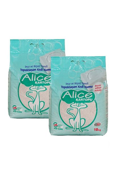 Alice Beyaz Sabunlu Topaklasan Ince Taneli Kedi Kumu 10 Kg X 2 Adet Trendyol