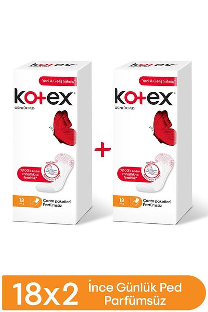 Kotex Ince Gunluk Ped Parfumsuz 18 Li X 2 Trendyol
