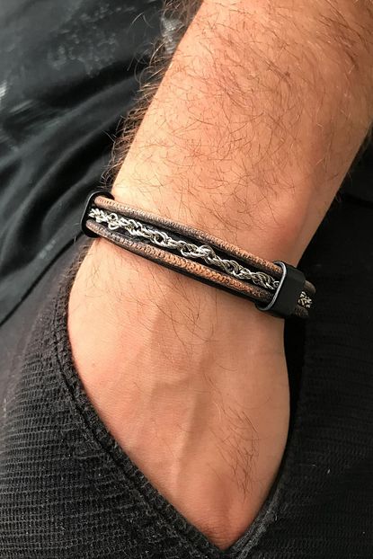 Noon Collection Erkek Siyah Deri Bileklik Nn1290 Trendyol