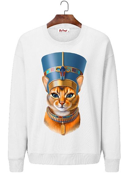 Bytugi Kadin Beyaz 3d Kedi Baskili Sweatshirt Trendyol