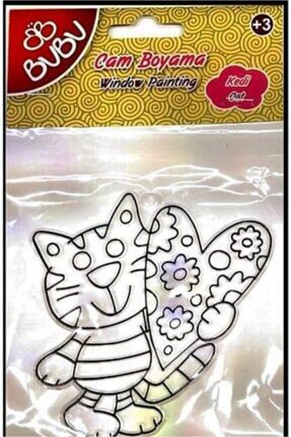 kedi desenli cam boyama
