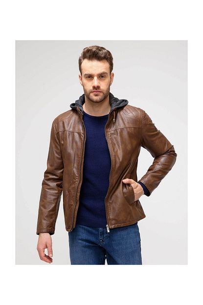 Pierre Cardin Erkek Viski Suni Deri Ceket Pcse1752 Trendyol