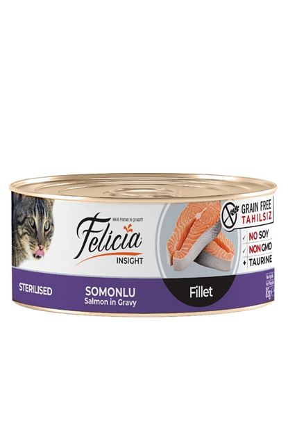 felicia kisir kedi konservesi tahilsiz 85gr x 24 adet sterilised somonlu trendyol