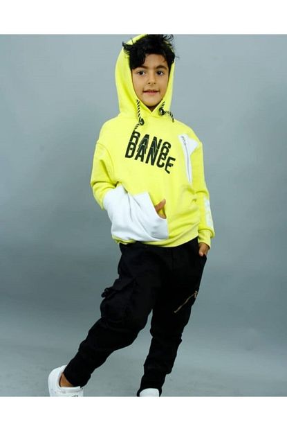 Jack Lions Erkek Cocuk Sari Neon Renk Baskili Kapsonlu Sweatshirt Trendyol