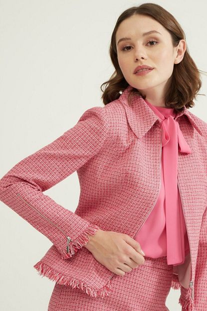 Adl Kadin Pembe Fermuarli Ceket 11938213000007 Trendyol