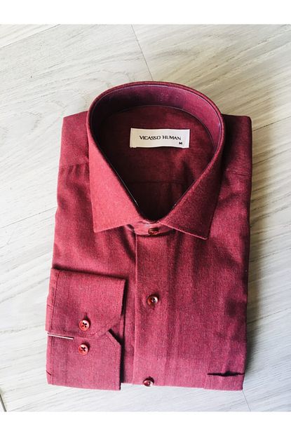 Moda Dunyasi Erkek Bordo Duz Renk Ince Oduncu Gomlek Trendyol