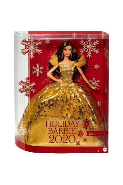 barbie 2020 mutlu yillar bebegi altin rengi elbiseli ght56 esmer fiyati yorumlari trendyol