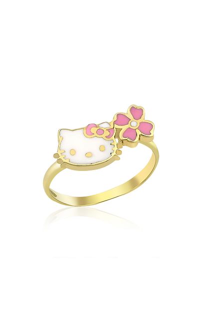 Hello Kitty Lisansli Kiz Cocuk Pembe 14 Ayar Altin Yuzuk Trendyol