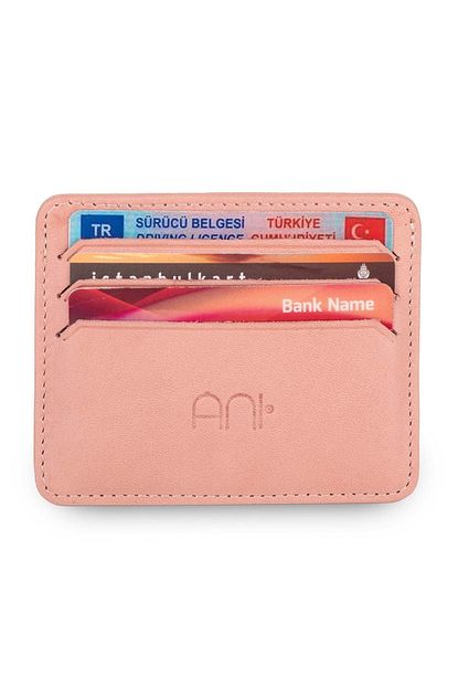 Ani Yuzuk Unisex Pembe Pratik Hakiki Deri Mini Kartlik Cuzdan Trendyol