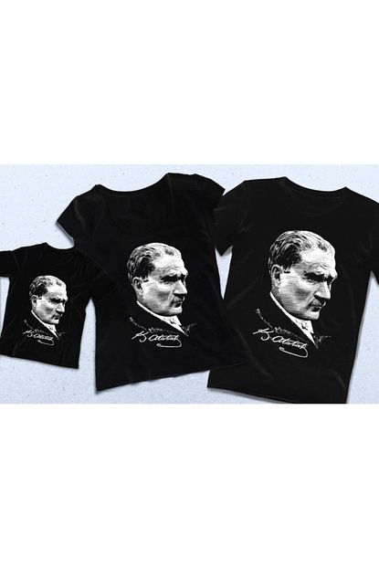 aremspor unisex siyah ataturk baskili anne baba cocuk aile tisortleri 3 lu fiyati yorumlari trendyol