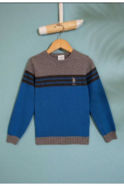 Uspa Erkek Cocuk Mavi Gri Us Polo Assn Triko Kazak Trendyol