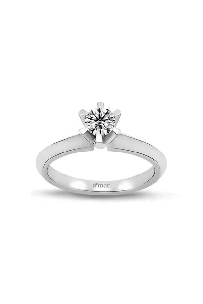 Amor Pirlanta Kadin Beyaz 0 28 Karat Pirlanta Tektas Yuzuk F Renk Trendyol