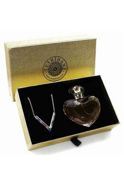 Tesbihane Zirkon Tasli V Tasarim 925 Ayar Gumus Kolye Ve Parfum Seti Trendyol
