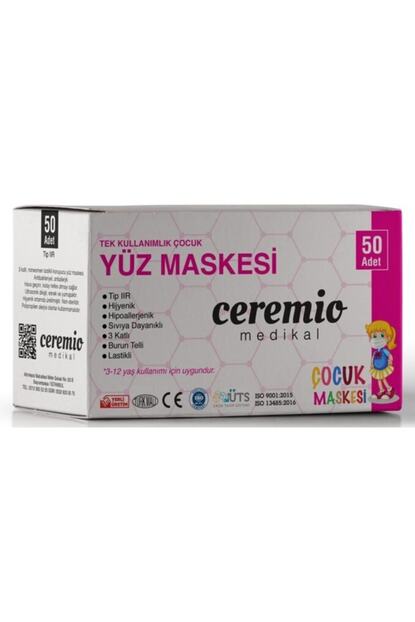 Ceremio 50 Adet Meltblown Lu Kiz Cocuk 3 Katli Full Ultrasonik Genis Lastikli Burun Telli Yuz Maskesi Fiyati Yorumlari Trendyol