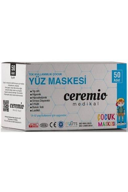 Ceremio 50 Adet Meltblown Lu Erkek Cocuk 3 Katli Full Ultrasonik Genis Lastikli Burun Telli Yuz Maskesi Fiyati Yorumlari Trendyol