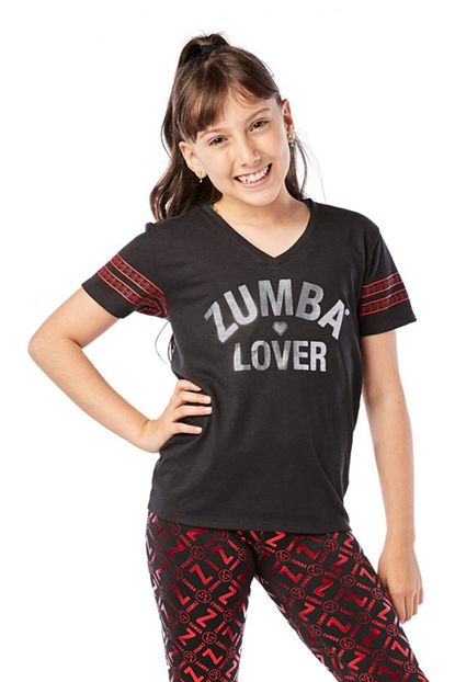 Zumba Kiz Cocuk Bordo Juniors Love V Neck Top T Shirt Trendyol
