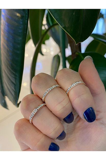 Biju Boutique Kadin Rose Tasli 3 Lu Eklem Yuzugu Trendyol