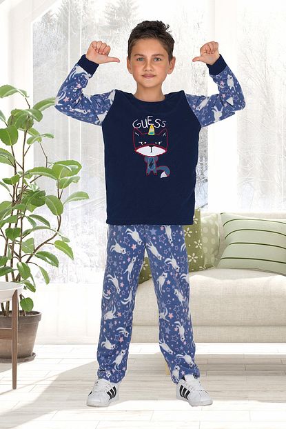 Penyelux Erkek Cocuk Lacivert Polar Pijama Takimi Trendyol