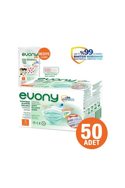 evony yumusak elastik kulakli cerrahi maske 1x50 li 50 adet renkli cocuk maskesi hediye fiyati yorumlari trendyol