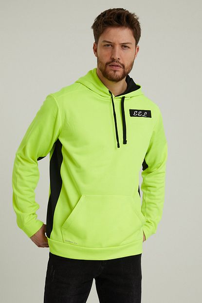 Eel Erkek Neon Yesil Renk Kanguru Cepli Kapusonlu Sweatshirt Trendyol