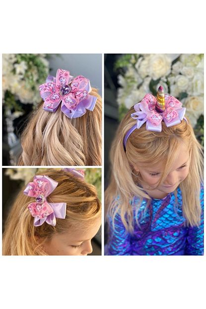 Queen Aksesuar Unicorn Ozel Tasarim Cocuk Tac Toka 4 Lu Set Lila Mor Pembe Trendyol