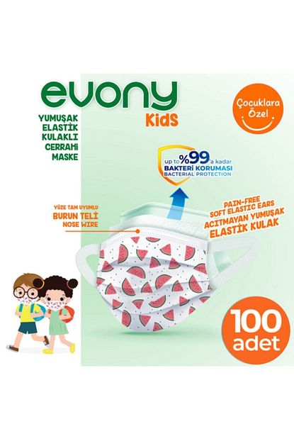 Evony Elastik Kulakli Cocuk Kids Maske 10 Paket 100 Adet Fiyati Yorumlari Trendyol