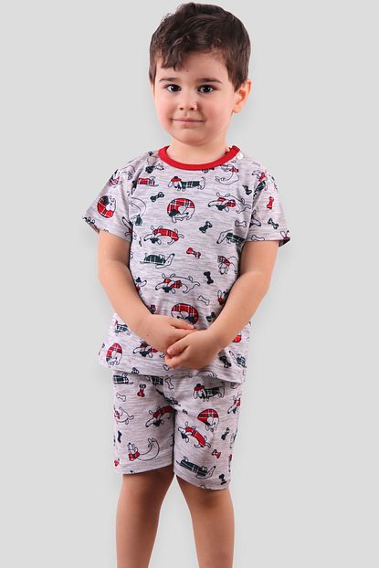 Breeze Erkek Cocuk Sortlu Pijama Takimi Kopekli Gri 1 4 Yas Trendyol