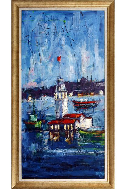 Simurg Sanatevi Kiz Kulesi Balikcilari Istanbul Yagli Boya Tablo Trendyol