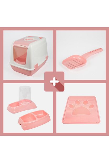 Ziomo 4 Lu Set Kapali Kedi Tuvaleti Paspas Buyuk Ikili Mama Kabi Suluk 3lt Pembe Trendyol