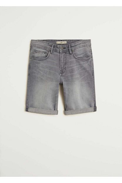 Mango Man Erkek Denim Gri Gri Renkli Bermuda Kot Sort 77020524 Trendyol