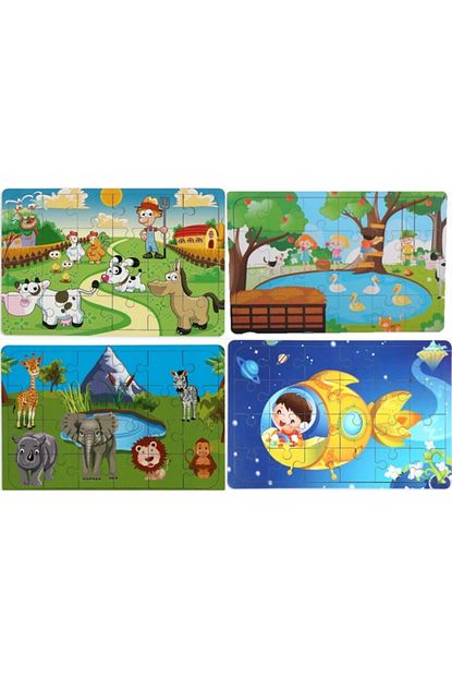 maketciniz 4 adet 24 parca ahsap puzzle yapboz bir arada set 2 fiyati yorumlari trendyol