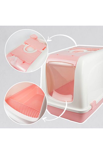 Ziomo Buyuk Boy Kapali Kedi Tuvaleti Pembe Kurek Hediyeli Trendyol