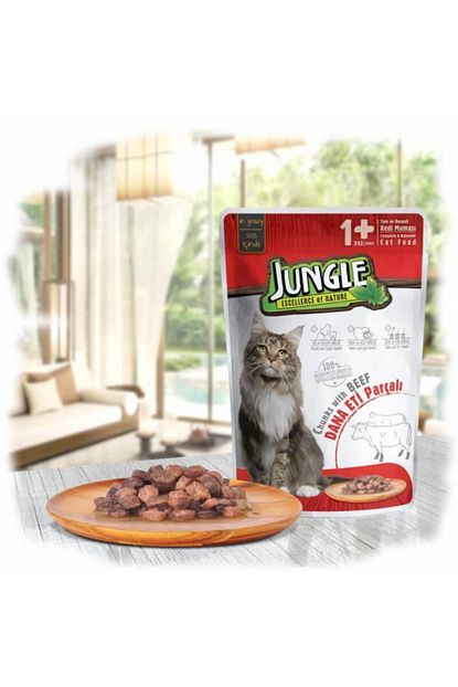 Jungle Pouch Kedi Yas Mamasi Soslu Biftekli 100grx22adet Trendyol