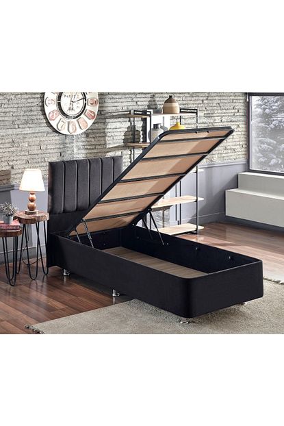 Niron Yatak Ela Baza Ve Baslik Seti 100x200 Cm Tek Kisilik Siyah Kumas Baza Ve Basligi Silinebilir Soho Kumas Trendyol