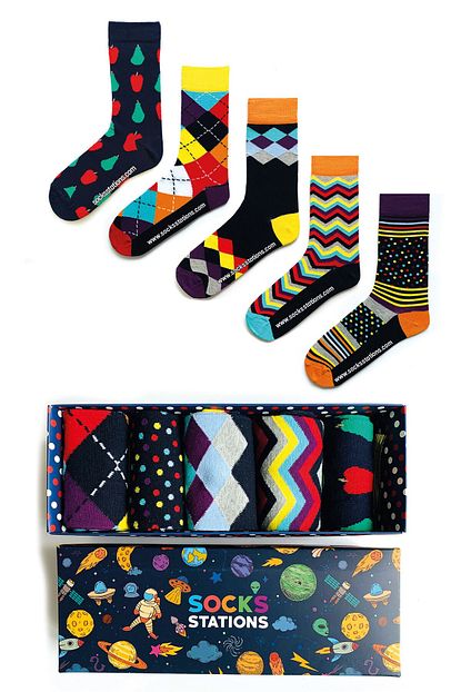 Socks Stations Erkek 5li Armutlu Renkli Corap Kutusu Trendyol