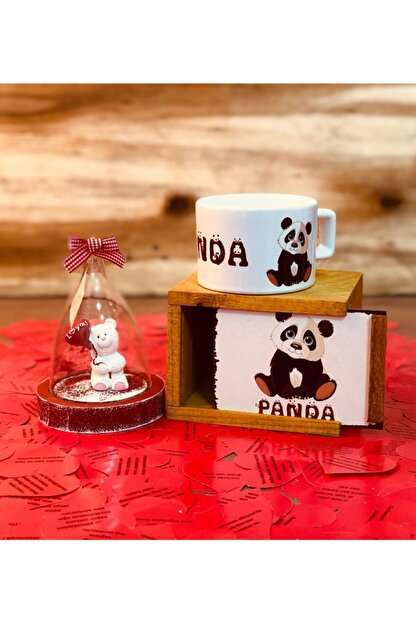 By Rk Tasarim Asik Panda Sim Kuresi Ve Ask Sozleri Dolu Panda Kutulu Kupa Sevgiliye Hediye Trendyol