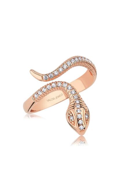 Valori Taki Yilan Swarovski Zirkon Beyaz Tasli Rose Gumus Yuzuk Trendyol