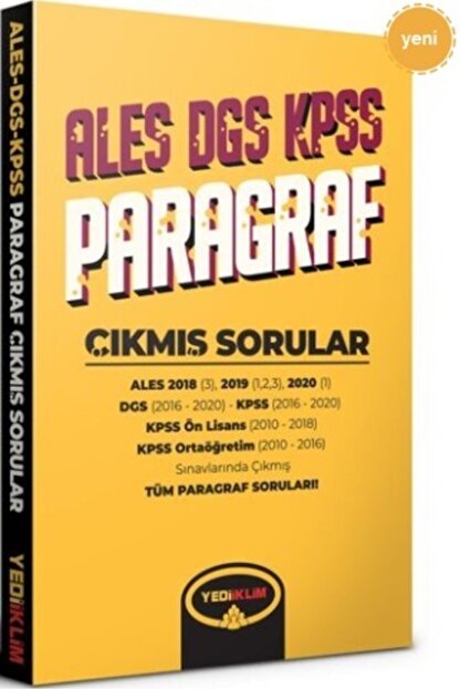 Yediiklim Yayinlari 2021 Ales Dgs Kpss Paragraf Cikmis Sorular Yeni Guncel Son Baski Trendyol