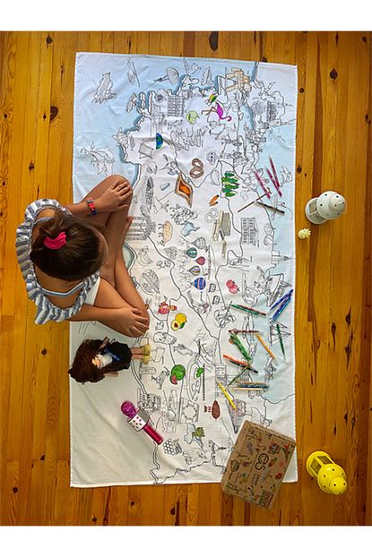 turkiye haritasi boyama ortusu map es 70x120 cm 24 lu stabilo kalemle